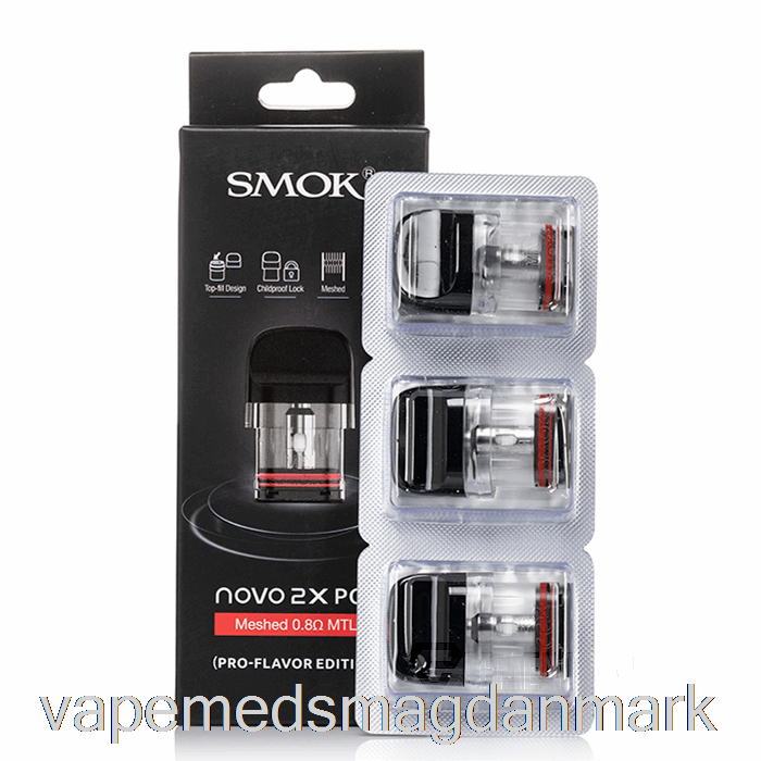 Vape Væske Smok Novo 2x Erstatning Spider 0,8 Ohm Meshed Mtl Pods